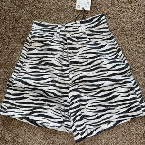 Zara Zebra Print Jean Shorts - Black and White